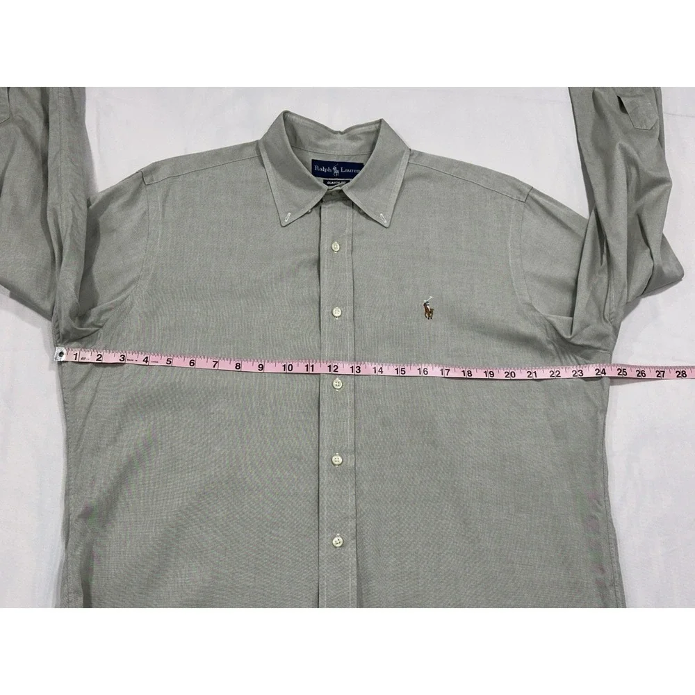 Polo Ralph Lauren Classic Fit Mens Gray Long Sleeve Button Shirt 16 - 34/35 READ